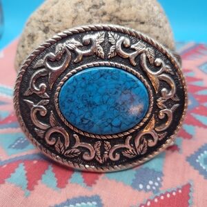 Western Belt Buckle Turquiose Silver